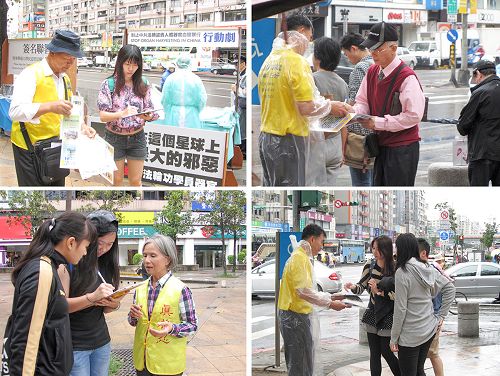 圖3-4：了解真相的民眾在徵簽表上簽名，刑事舉報迫害元凶江澤民。