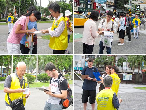 圖：民眾不分國籍、男女，踴躍簽名聲援訴江大潮。