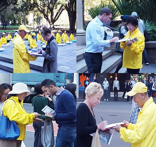 圖2-3：悉尼街頭，民眾簽名支持法輪功反迫害