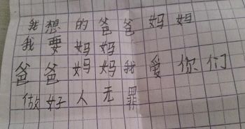 李麗的兒子寫的字條