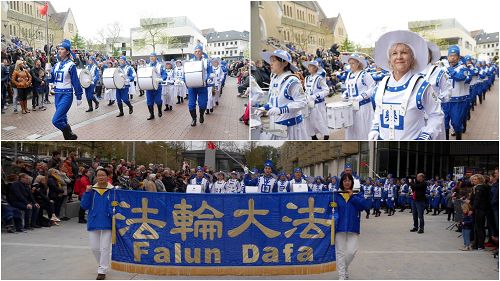 圖2-4：法輪大法隊伍在比利時根克五月節遊行中與民眾同慶