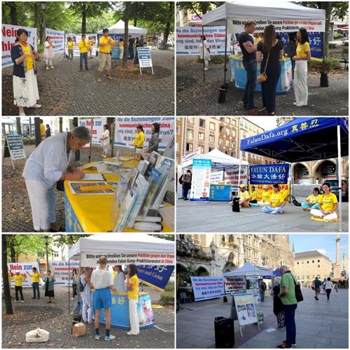 '圖6：法輪功學員在霍亨索倫廣場（Hohenzollernplatz）和瑪琳廣場（Marien Platz）舉辦活動。'