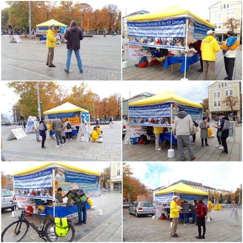 '圖3：二零二零年十月二十四日，法輪功學員在國王廣場（Königsplatz）舉辦信息日活動。'