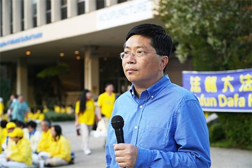 圖8：加州大學洛杉磯分校（UCLA）教授、洛杉磯法輪大法修煉團體發言人吳英年